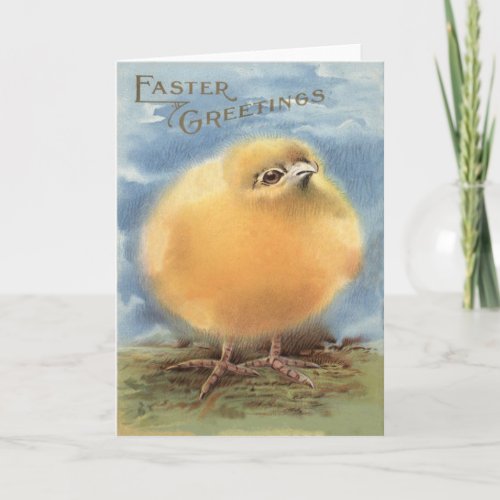 Puffball Fluffy Easter Chick Holiday Card