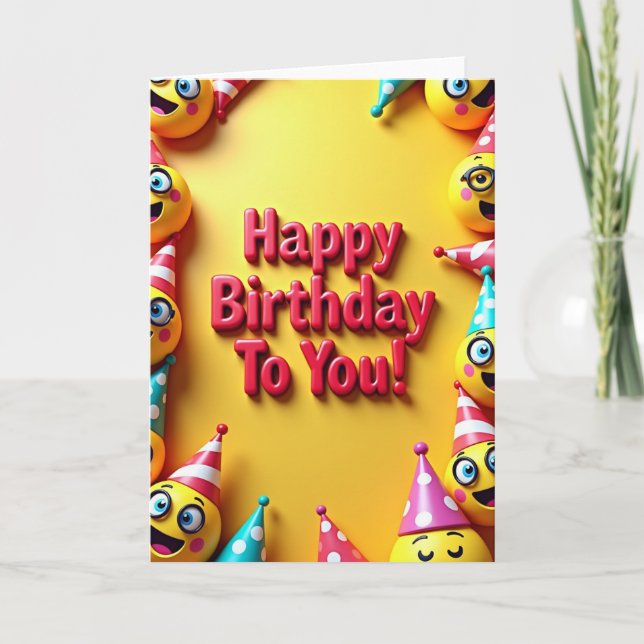 Puffed Red Text Birthday Card (Front)