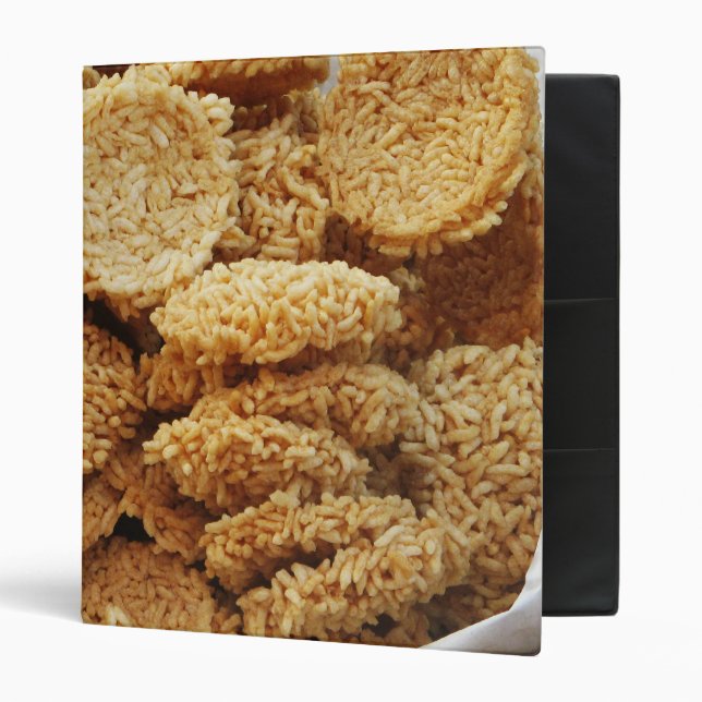 Puffed Rice Cakes ~ Asian Sweets Desserts Food 3 Ring Binder (Front/Inside)