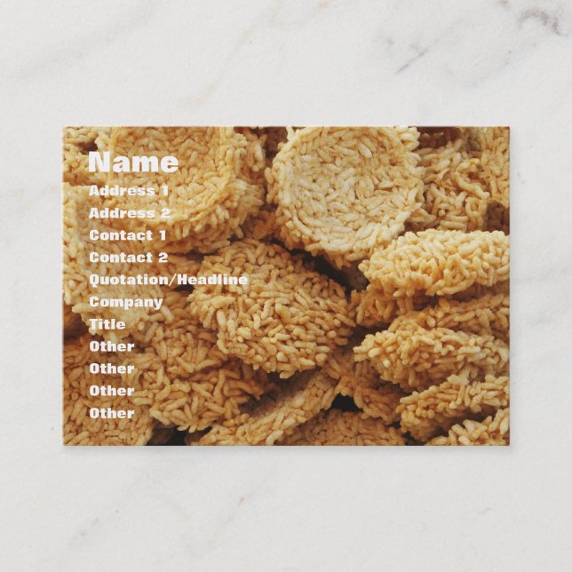 Puffed Rice Cakes ~ Asian Sweets Desserts Food Business Card (Front)