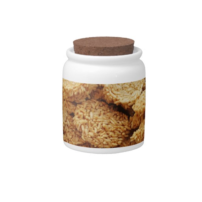 Puffed Rice Cakes ~ Asian Sweets Desserts Food Candy Jar (Front)