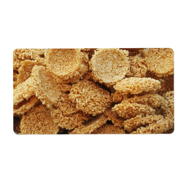 Puffed Rice Cakes ~ Asian Sweets Desserts Food Label (Front)