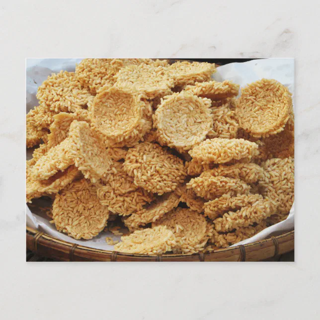 Puffed Rice Cakes ~ Asian Sweets Desserts Food Postcard | Zazzle