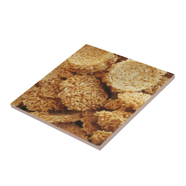 Puffed Rice Cakes ~ Asian Sweets Desserts Food Tile (Side)