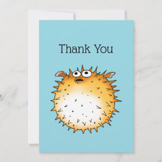 Puffed Up with Gratitude (funny puffer fish) Thank You Card