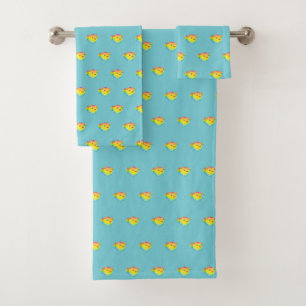 Puffer fish bath towel set