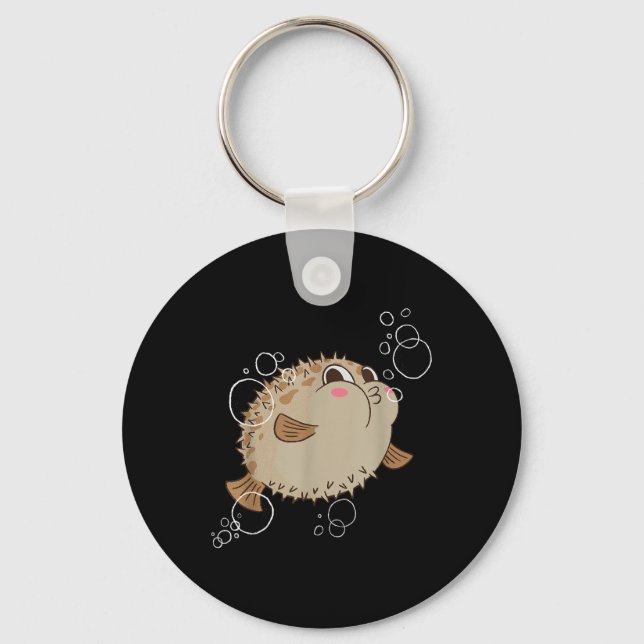 Puffer Fish Blowfish Bubbles  Keychain (Front)