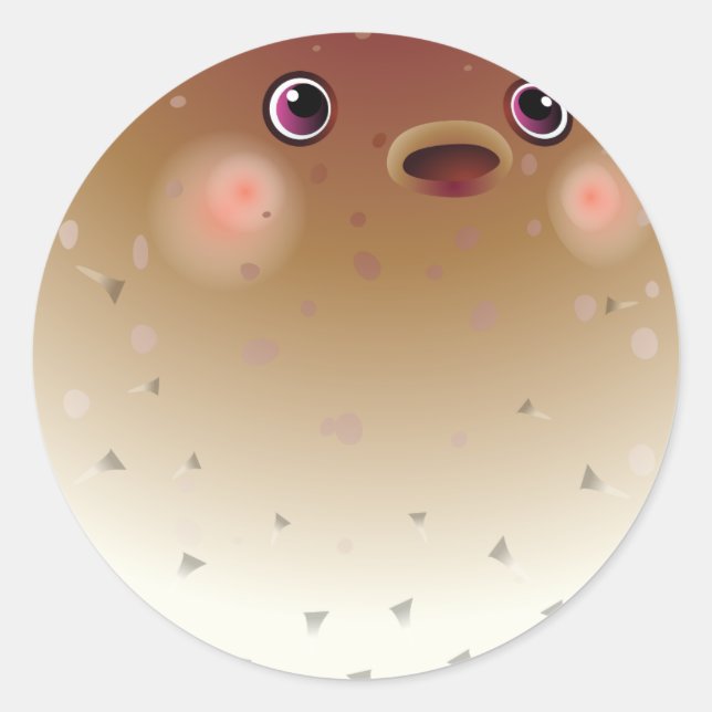 Puffer fish classic round sticker (Front)
