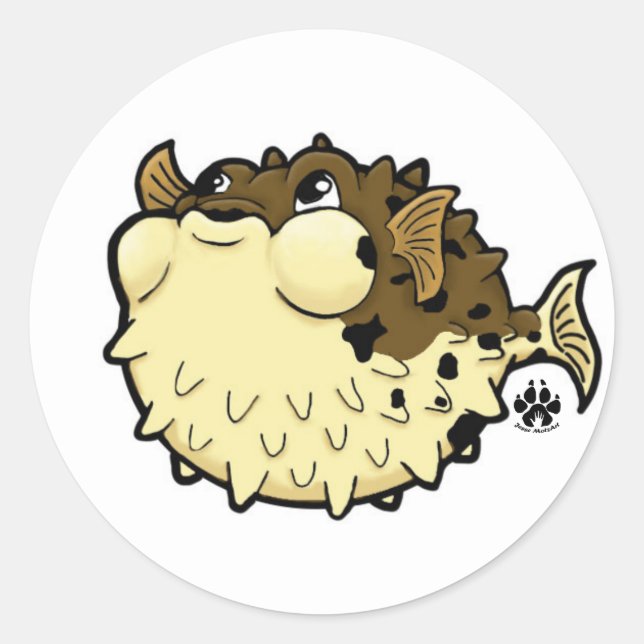 Puffer Fish Classic Round Sticker (Front)