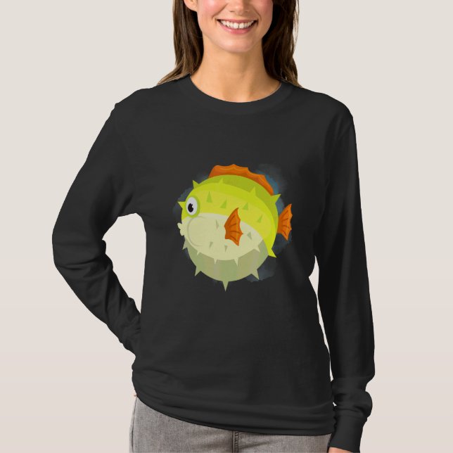 Puffer Fish Deep Ocean Creatures and Rift Life T-Shirt (Front)