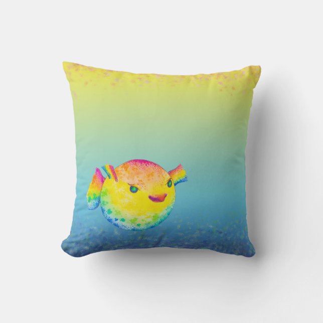 Puffer fish throw pillow (Front)