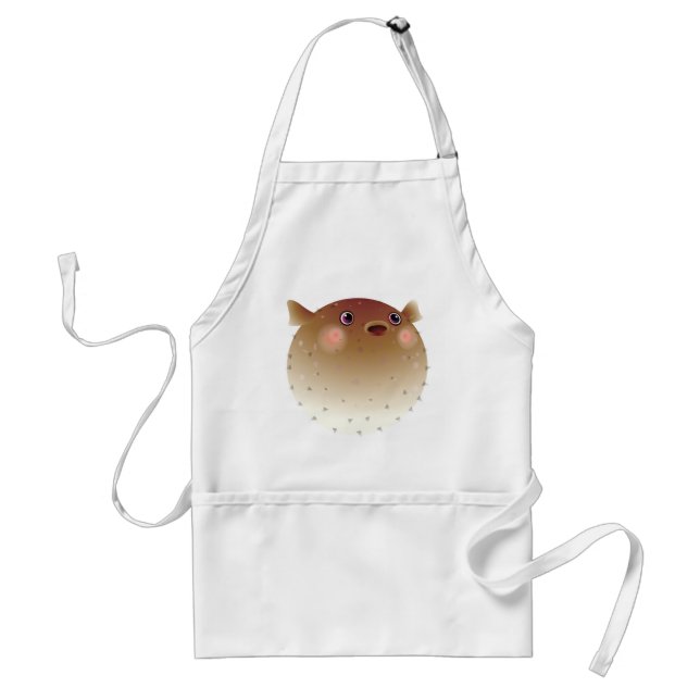 Puffer fish white adult apron (Front)