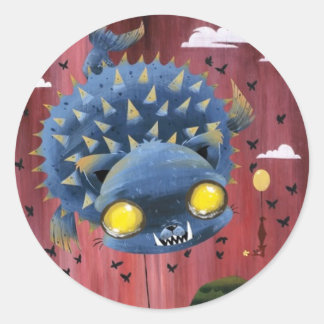 Puffer Puss - Fade to Black Classic Round Sticker