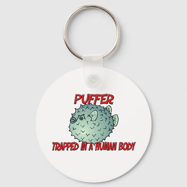 Puffer trapped in a human body keychain (Front)