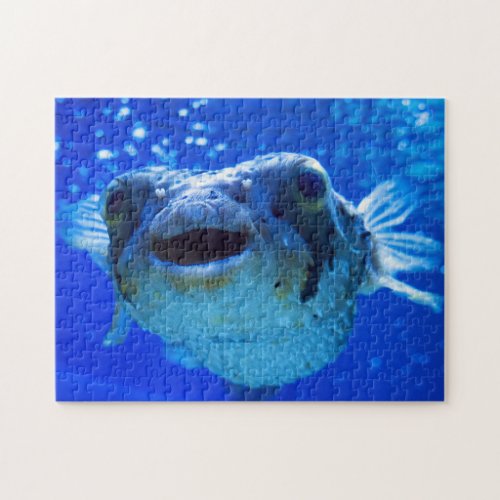 Pufferfish Blue Design Jigsaw Puzzle