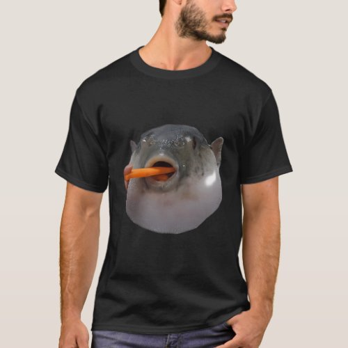 Pufferfish Eating A Carrot Meme Blowfish Dank Meme T_Shirt