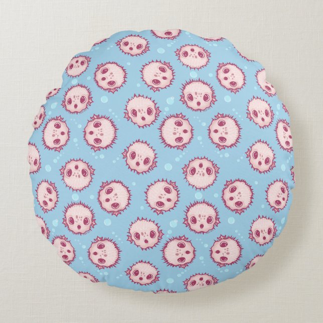 Pufferfish  round pillow (Front)