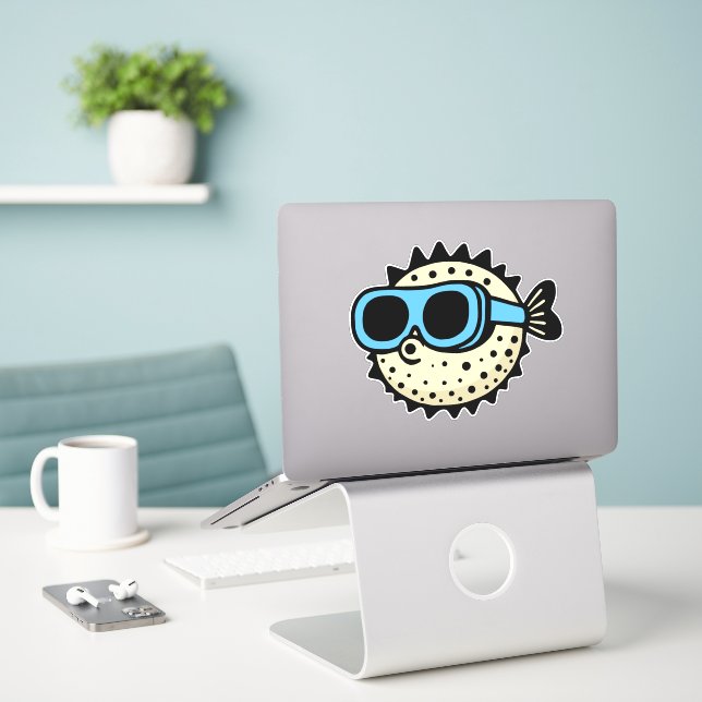 Pufferfish Sticker (Laptop On Desk)