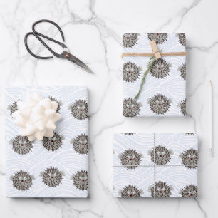 Pufferfish Wrapping Paper Flat Sheet Set of 3
