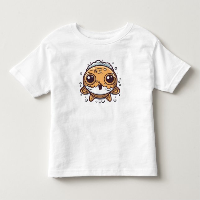 Pufferfish's Delight: Kawaii-Style Graphic Toddler T-shirt (Front)
