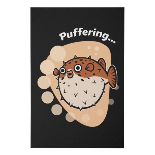 Puffering Puffer Fish Sea Faux Canvas Print