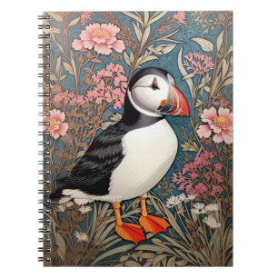 Puffin And Sea Thrift Flowers William Morris Notebook