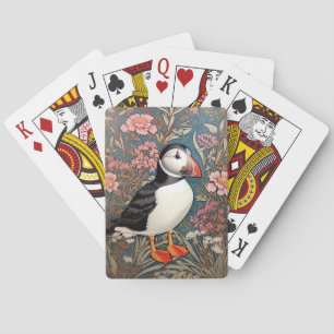 Puffin And Sea Thrift Flowers William Morris Poker Cards