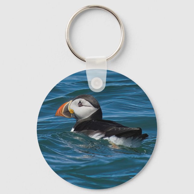 Puffin at sea faux canvas print acrylic print key  keychain (Front)