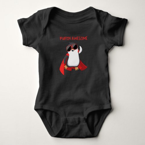 Puffin Awesome Puffin Superhero Gift Baby Bodysuit