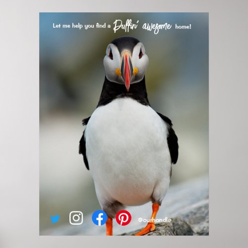 puffin awesome real estate agent marketing  postca poster