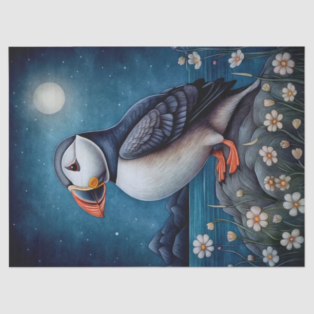Puffin Bird Boho Mystical Art Tissue Paper (Front)