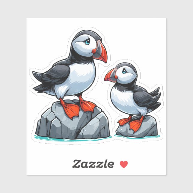 Puffin bird Custom-Cut Vinyl Sticker (Sheet)