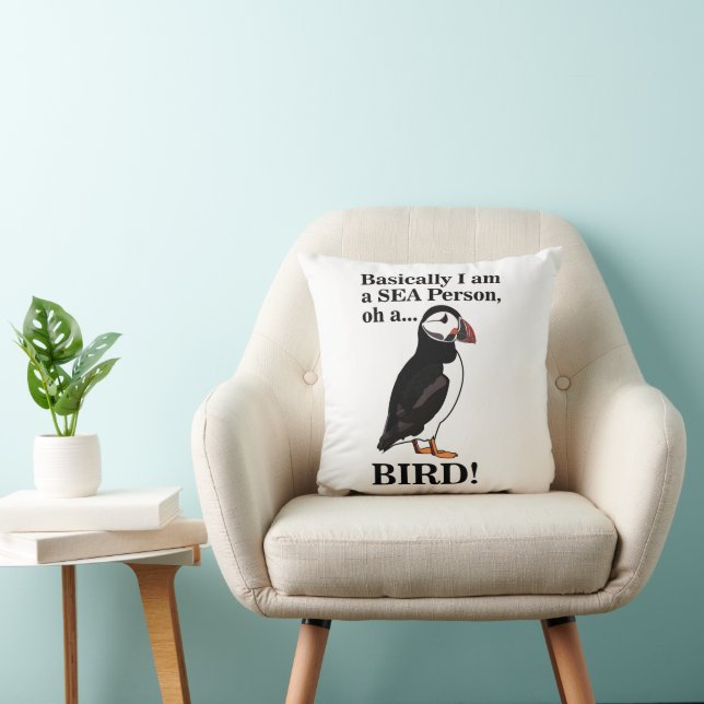Puffin Bird Seabird Funny  Throw Pillow (Chair)