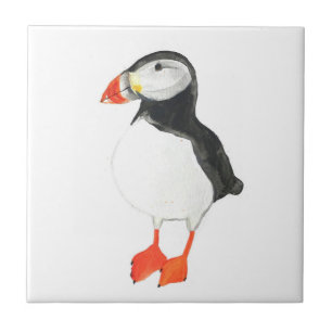 Puffin Bird Wildlife Watercolor Colorful  Ceramic Tile
