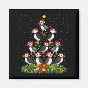 Puffin Bird Xmas Tree Gift Santa Hat Puffin Christ Magnet