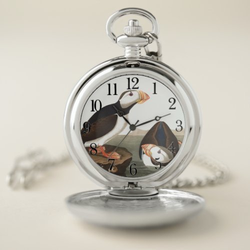 Puffin Birds Wildlife Ocean Animals Pocket Watch