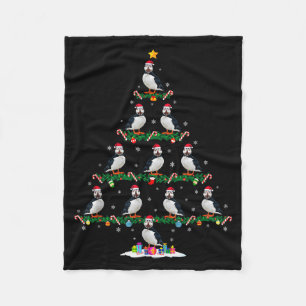 Puffin Christmas Tree Pajama Men Women Kids Ugly X Fleece Blanket