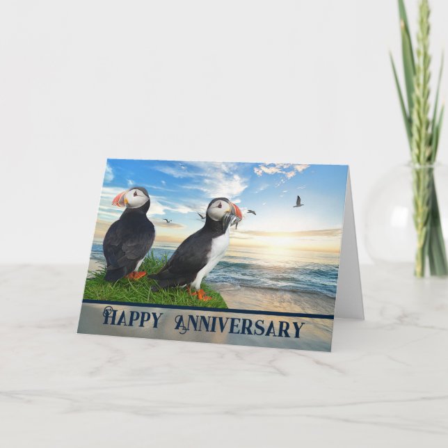 Puffin Couple Anniversary  Card (Front)