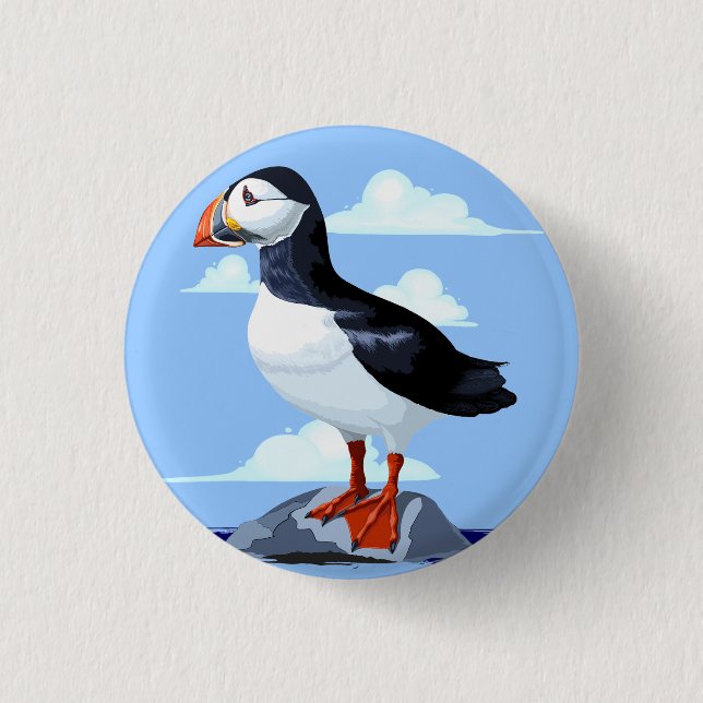 Puffin Cute Atlantic Seabird Button (Front)