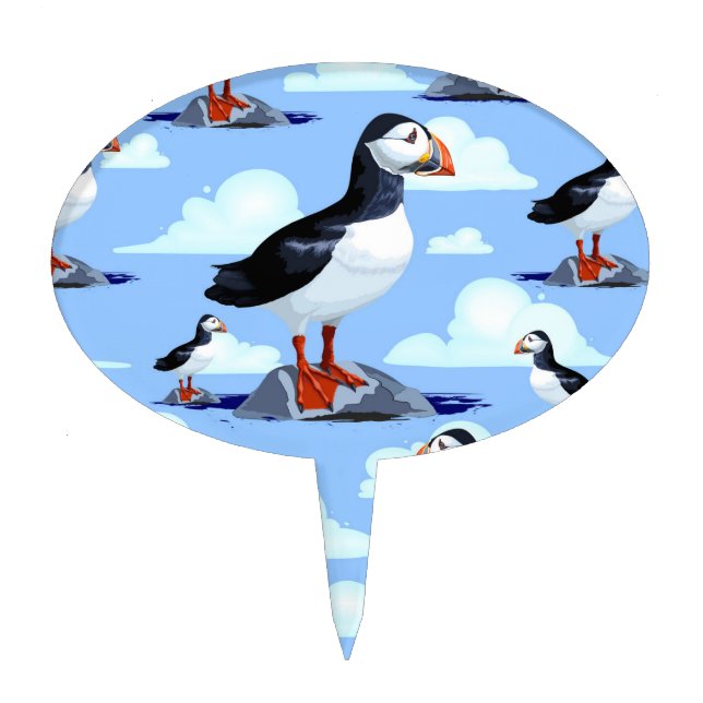 Puffin Cute Atlantic Seabird Cake Topper (Front)