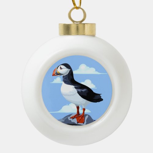 Puffin Cute Atlantic Seabird Ceramic Ball Christmas Ornament