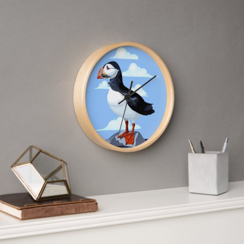 Puffin Cute Atlantic Seabird Clock