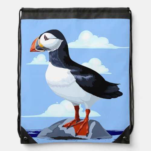 Puffin Cute Atlantic Seabird Drawstring Bag