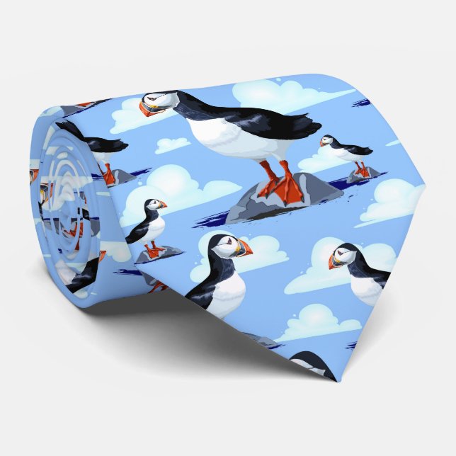 Puffin Cute Atlantic Seabird Neck Tie (Rolled)