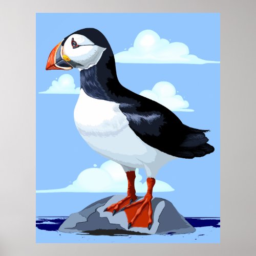 Puffin Cute Atlantic Seabird Poster