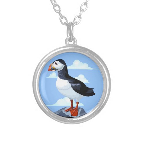 Puffin Cute Atlantic Seabird Silver Plated Necklace