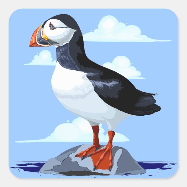 Puffin Cute Atlantic Seabird Square Sticker (Front)
