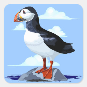 Puffin Cute Atlantic Seabird Square Sticker