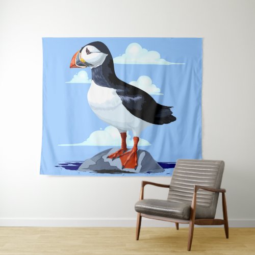 Puffin Cute Atlantic Seabird Tapestry