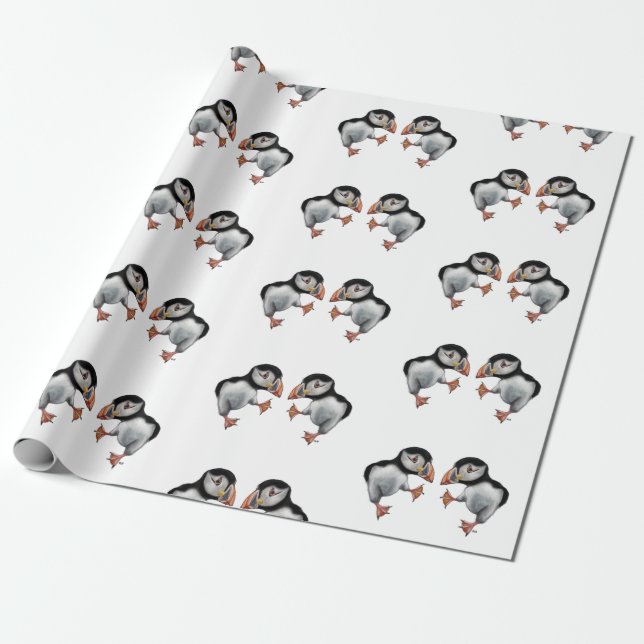 Puffin Dance Wrapping Paper (Unrolled)